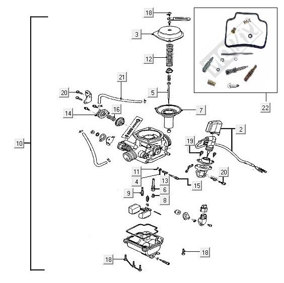 Keihin 16mm 4-Takt-Vergaser-Onderdelen-carburateur-Keihin-24mm-4-takt