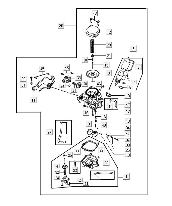 Vergaser Kymco Agility 10' 4-Takt sportliches Blau