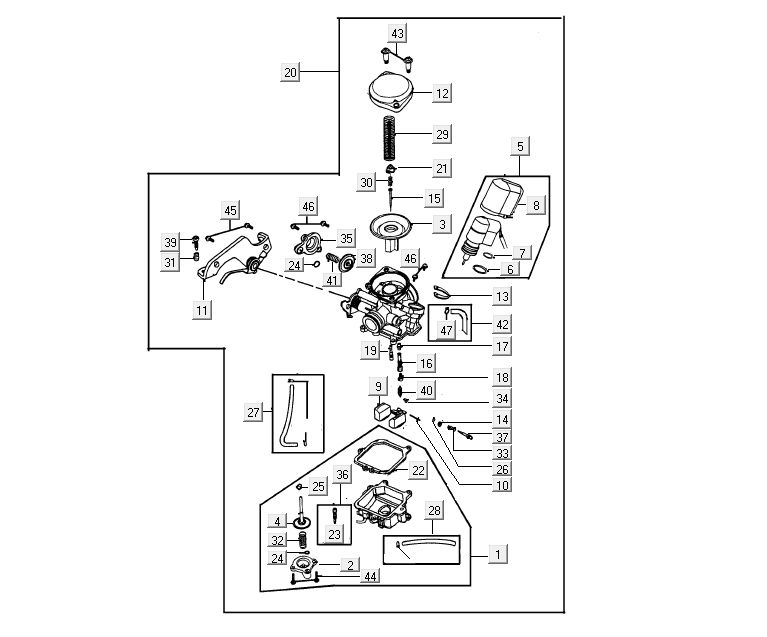 Vergaser Kymco Agility 12' 4-Takt sportliches Blau