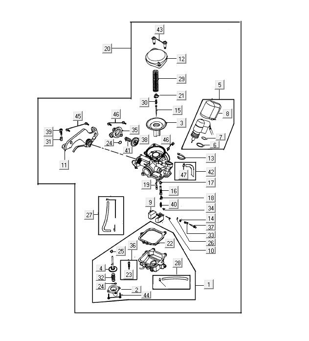 Vergaser Kymco VP50 4t ac techo Silber
