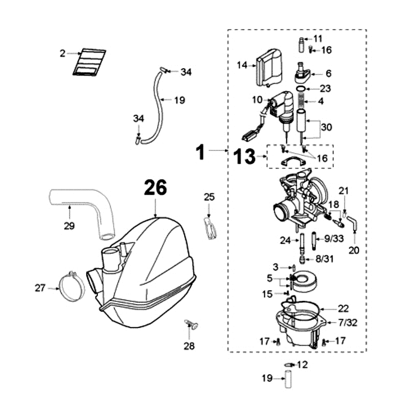 Vergaser Peugeot Ludix 12 schwarz