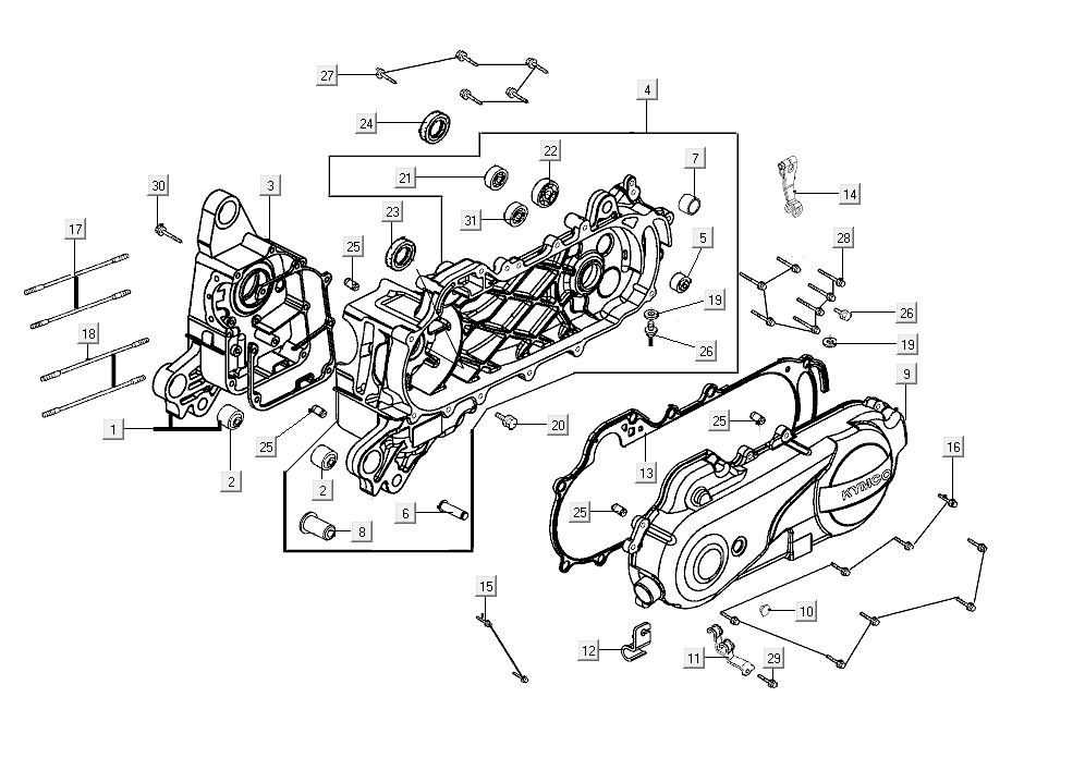 Kurbelgehäusedeckel Kymco Agility Delivery 4-Takt euro4 schwarz