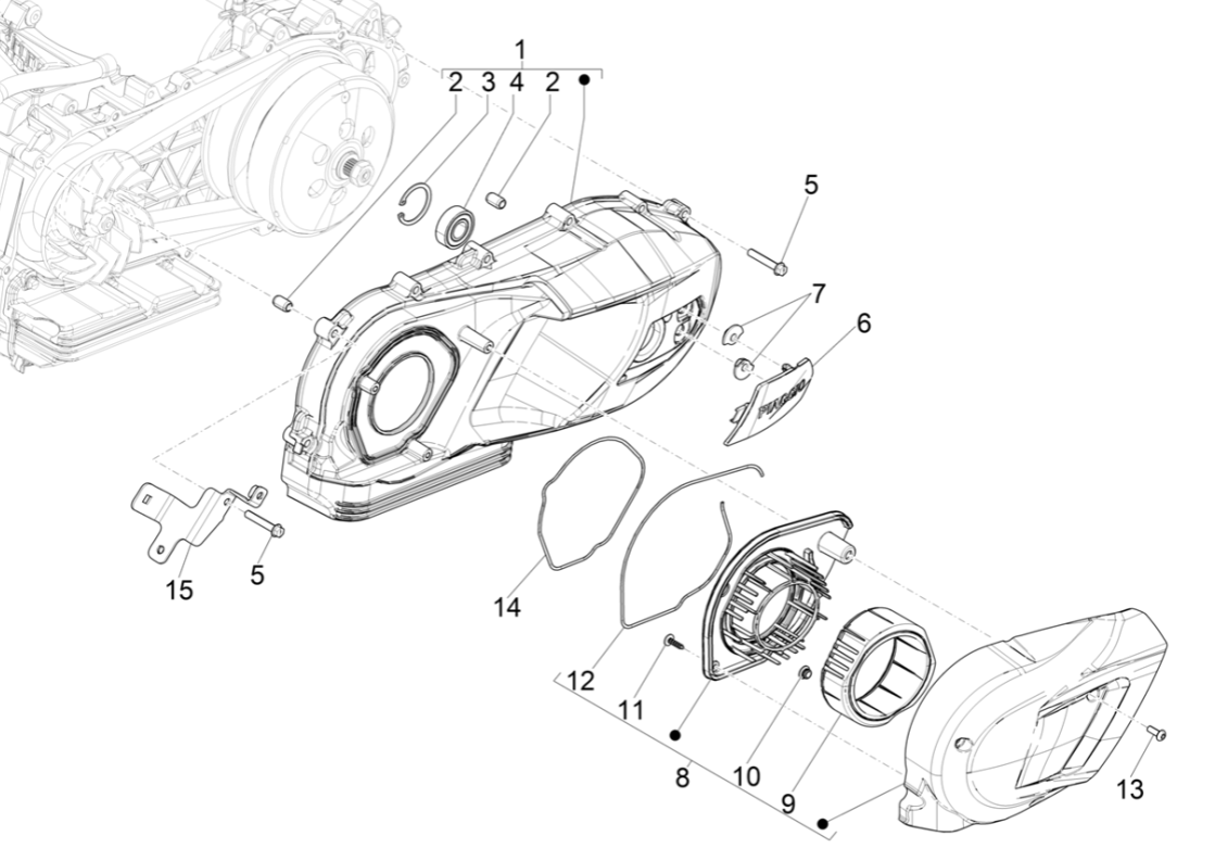 Piaggio Medley 125 ABS E5 2021-2022 Kurbelgehäusedeckel (EMEA)