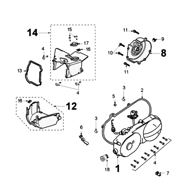 Kurbelgehäusedeckel Peugeot Kisbee rot