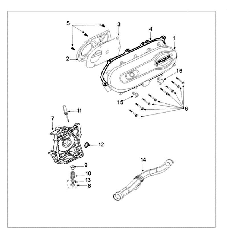 Kurbelgehäusedeckel Peugeot Ludix 14 schwarz