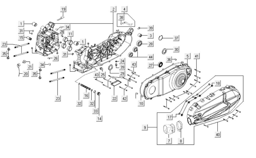 Kurbelgehäuseteile Kymco Downtown 300i weiß