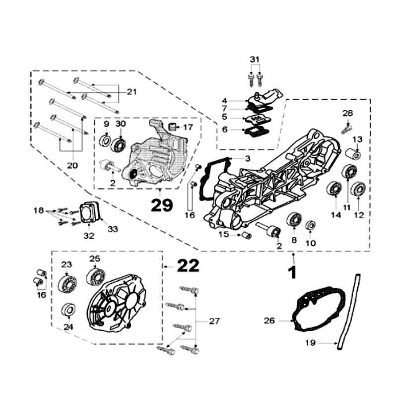 Kurbelgehäuse-lange Federungsgummis Peugeot Speedfight 2 LC silber