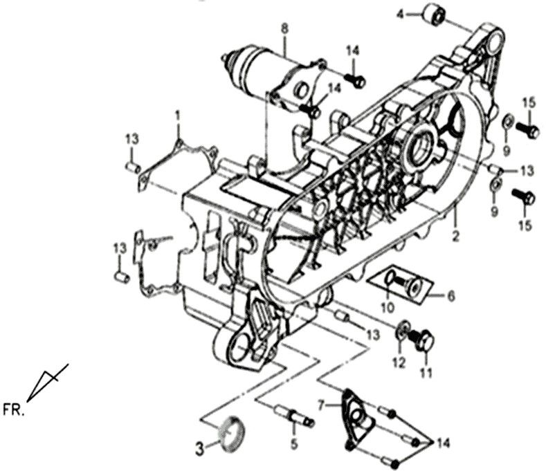 Kurbelgehäuse links Sym Mio-Carter Links Sym Mio-1