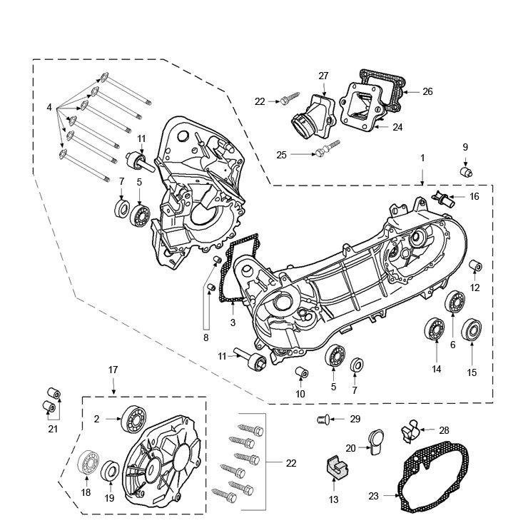 Kurbelgehäuse Peugeot Ludix pro 2-Takt