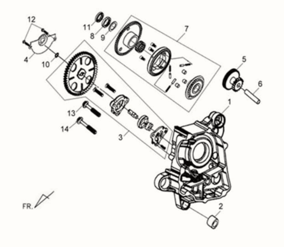 Rechtes Kurbelgehäuse/SYM Fiddle II 125S Ölpumpe