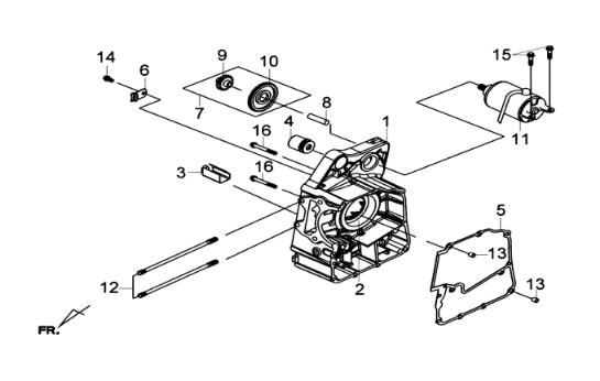 Kurbelgehäuse rechts/Motorstart Sym Joymax 300I ABS E3 2014-2016