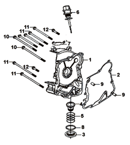 Carter rechts/ start motor Sym Orbit III 125I E4