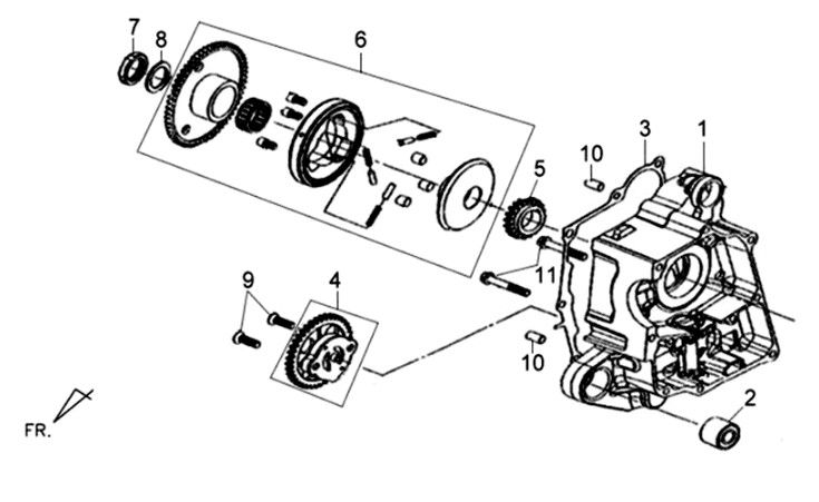 Rechtes Kurbelgehäuse Sym XPRO 50 E4