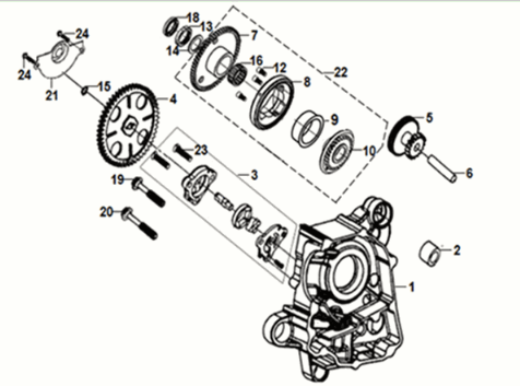Rechtes Kurbelgehäuseteil/SYM Symphony ST 200I Ölpumpe