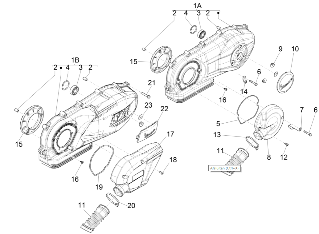 Kurbelgehäusedeckel - Kühlung Kurbelgehäuse Vespa Primavera 125 4T 3V IE ABS