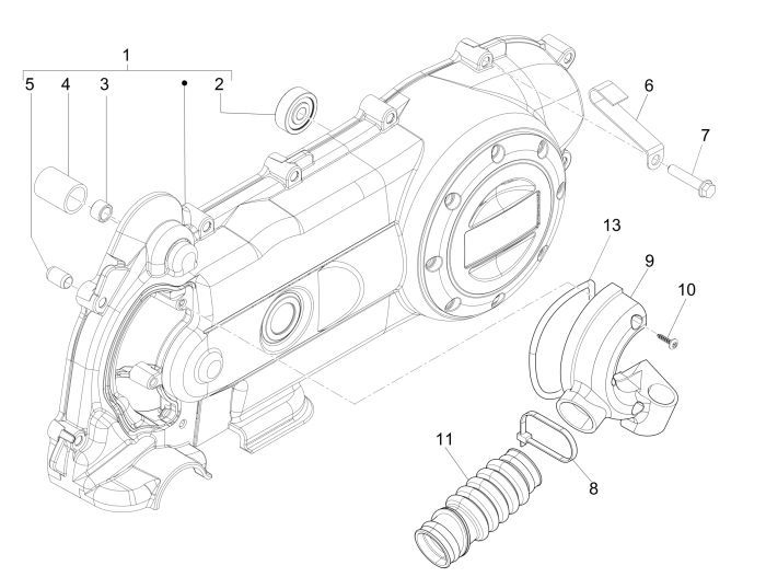 Kupplungsdeckel Vespa Primavera 45km 4-Takt-4-Ventil
