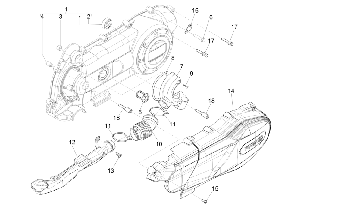Kurbelgehäusedeckel - Kühlung des Kurbelgehäuses Piaggio Liberty 50 4-Takt (IGET Euro 4)