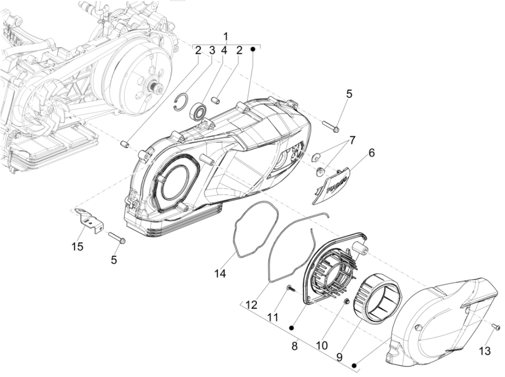 Kurbelgehäusedeckel - Piaggio Medley 150 4T IE ABS E4 2016-2020 Kurbelgehäusekühlung (EMEA)
