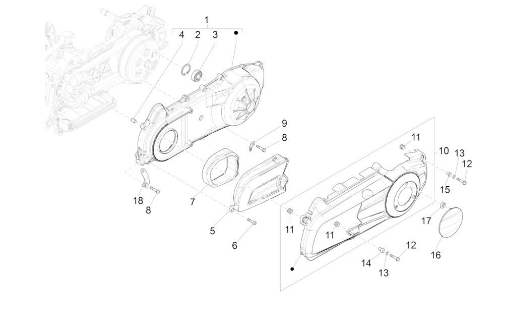 Kurbelgehäusedeckel - Kühlung GTS 125 IU