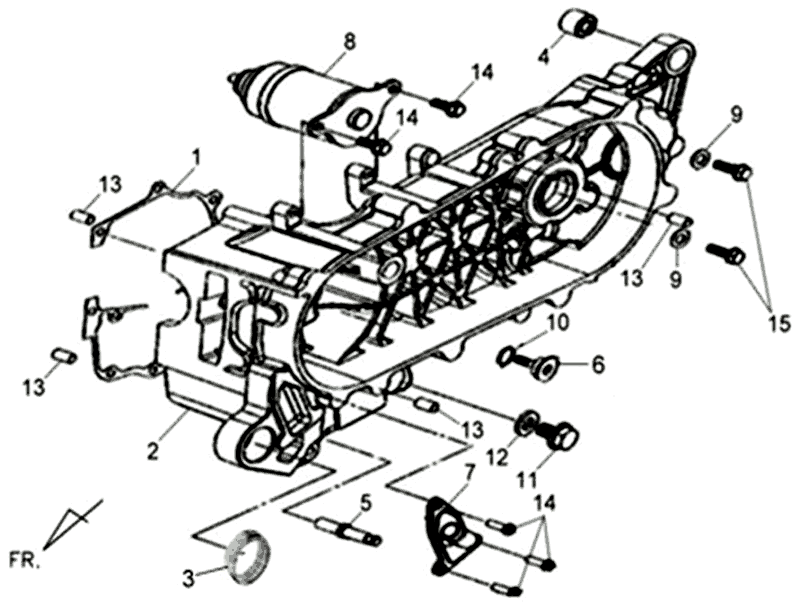 Motorgehäuse - Anlasser Sym Allo 50 4T AC Champagner (WH-871)