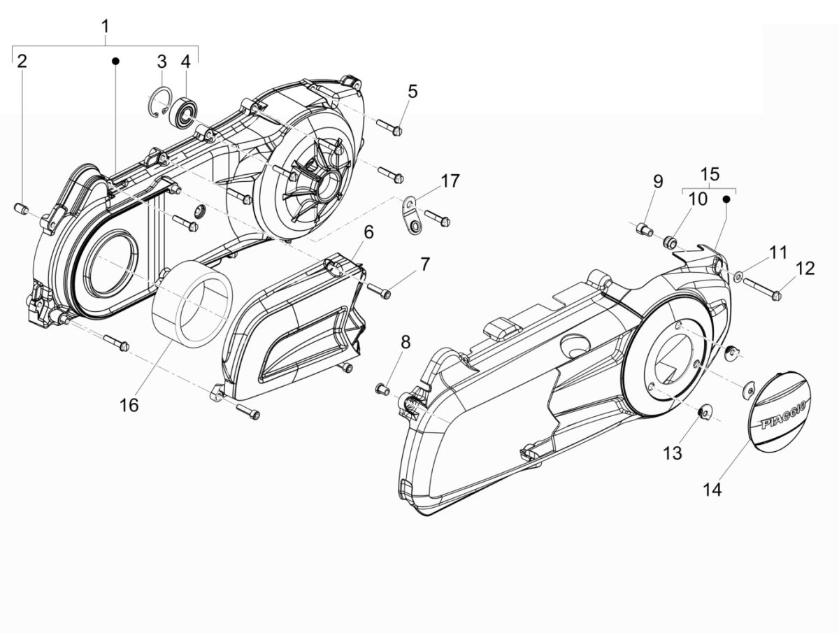 Piaggio Beverly 300 IE ABS E4 2016 - 2020 Kurbelgehäusedeckel (EMEA)