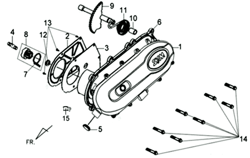 Kurbelgehäusedeckel links Sym Jet 4 (R086) rot