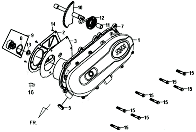 rechter Kurbelwellendeckel Sym Fiddle II (BK-7C) grau