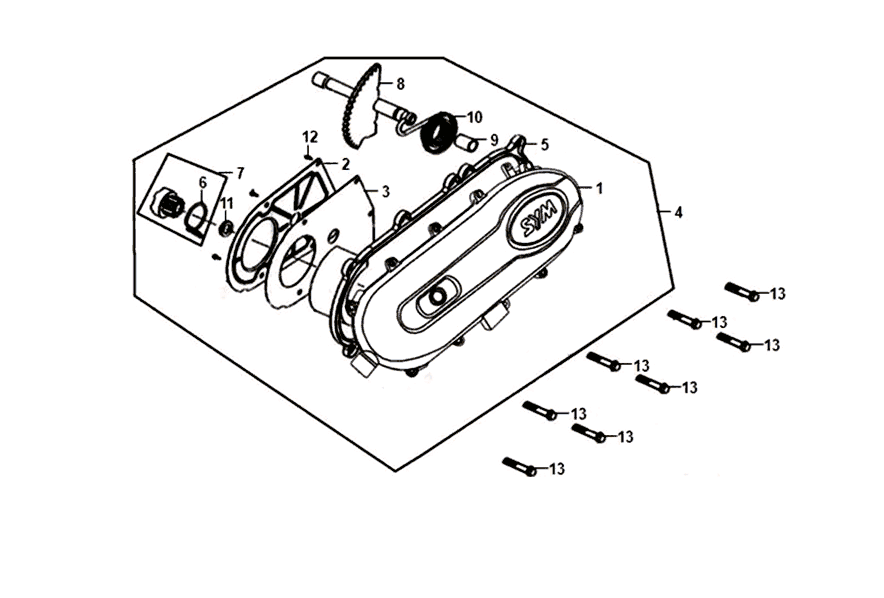 Kurbelgehäusedeckel Teil 1 Sym Jet 14