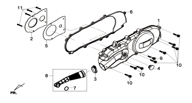 Linker Kurbelgehäusedeckel Sym Joymax 125I ABS