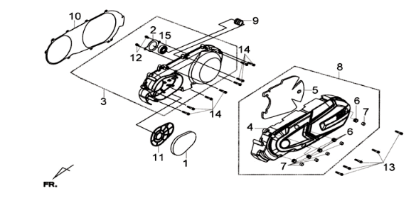 Linker Kurbelgehäusedeckel Sym Joymax 300I ABS E3 2014-2016
