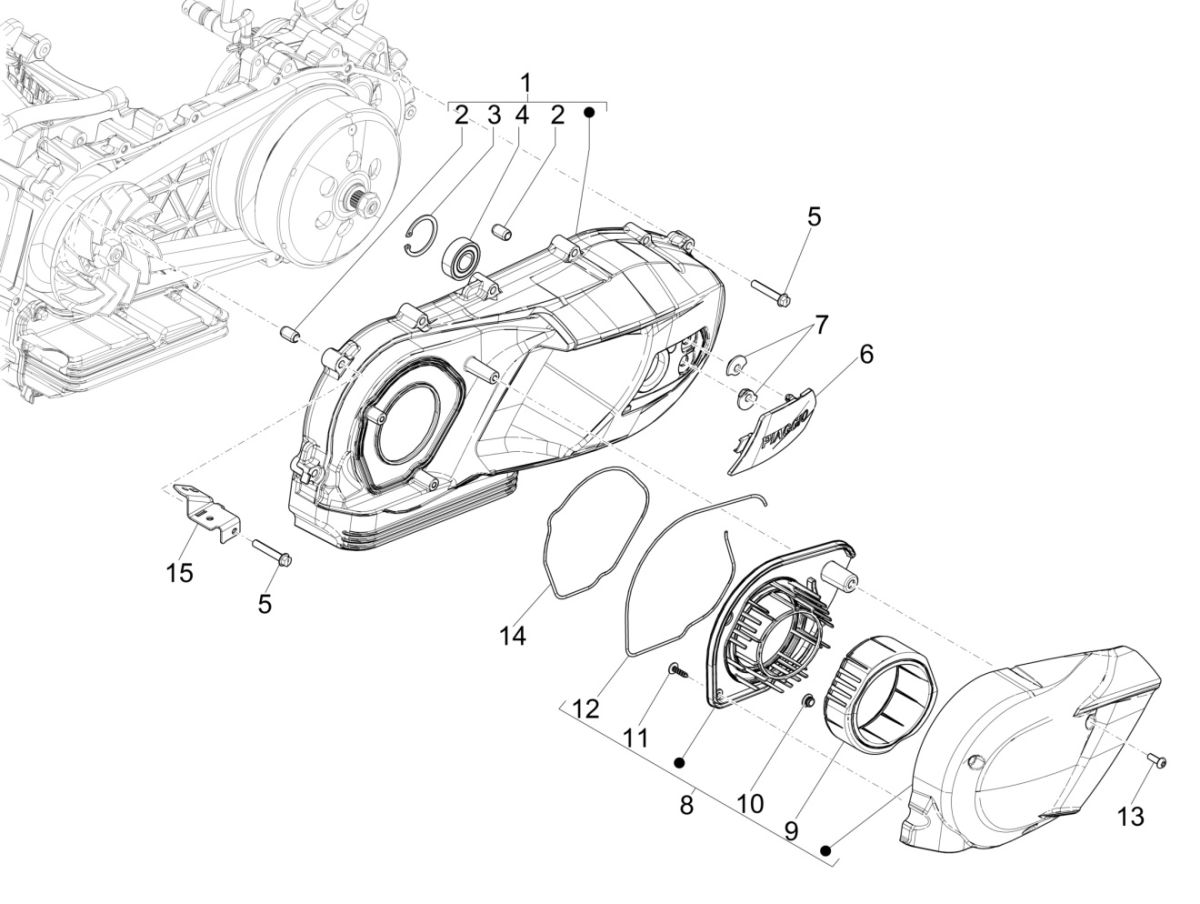 Piaggio Medley 125 4T IE ABS E4 2016-2019 Kurbelgehäusedeckel (EMEA)