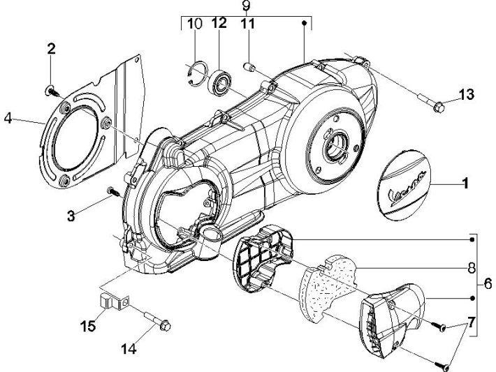 Kurbelgehäusedeckel Vespa GTS 250 ie 2005-2009 (mit ABS)