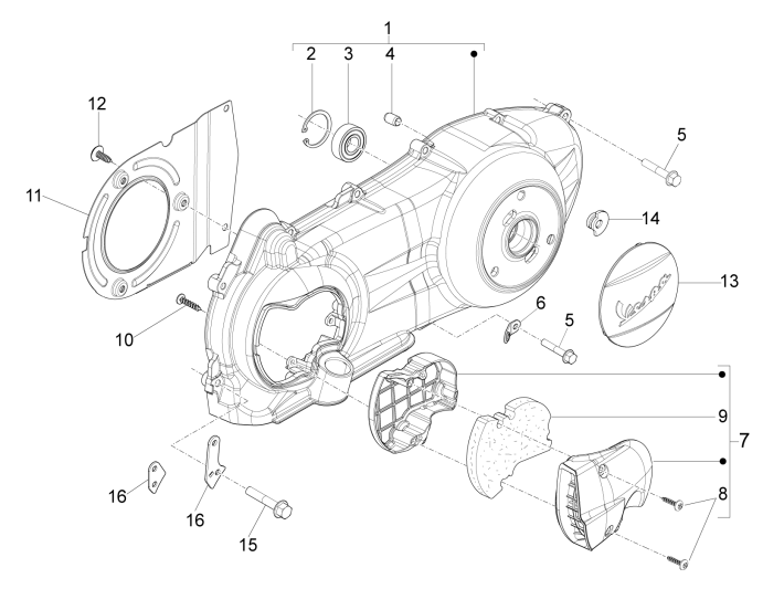 Kurbelgehäusedeckel Vespa GTS 250 ie 2005-2016 (ohne ABS)