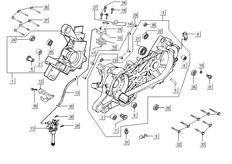Sump Halb Ölpumpe Kymco Yup 2t ac Silber