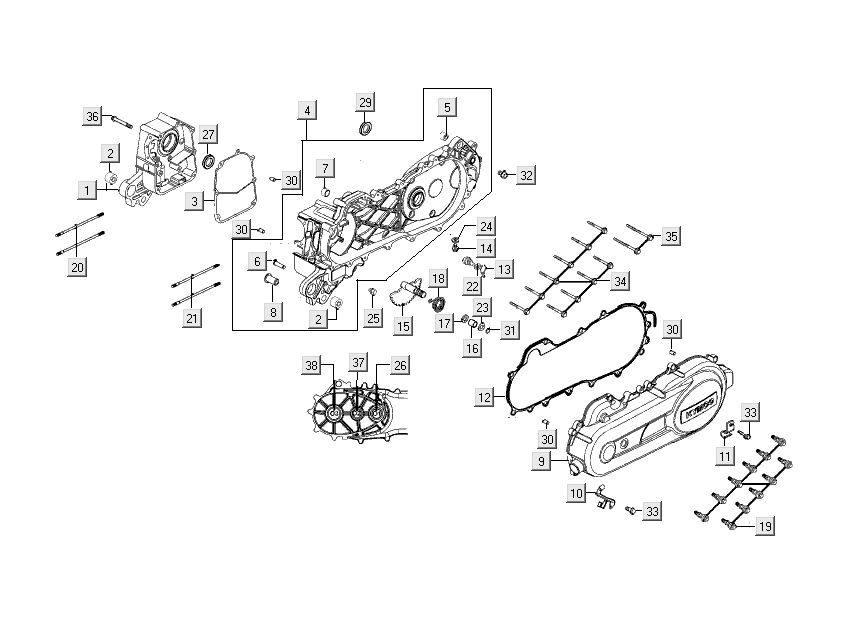 Kurbelgehäuse-Kickstarterdeckel Kymco People S 4-Takt