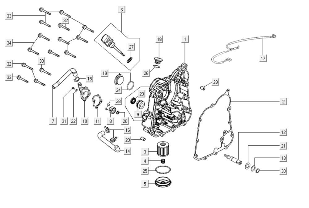 Kurbelgehäuse rechts Kymco Downtown 300i weiß