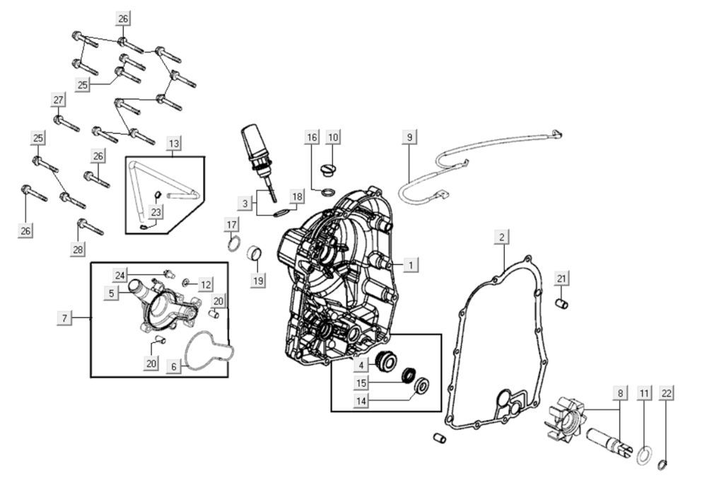 Kurbelgehäuse rechts Kymco Xciting 400i Yellow