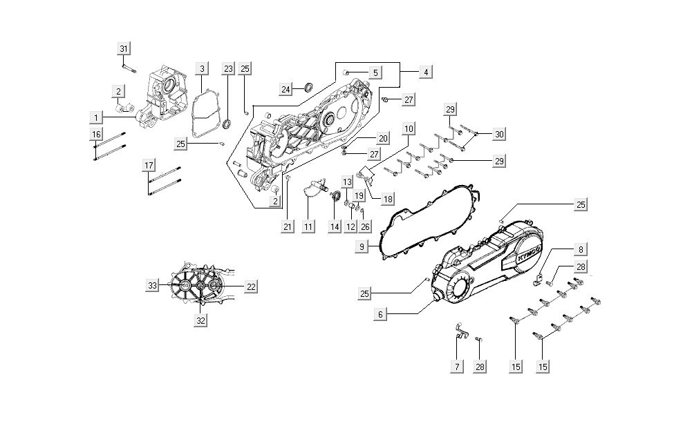 Kurbelgehäusehaube Kymco Super8 4-Takt ab 2009 schwarz