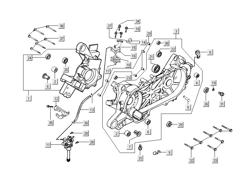 Sumpfhälften Ölpumpe Kymco Dink LC 2-Takt Silber