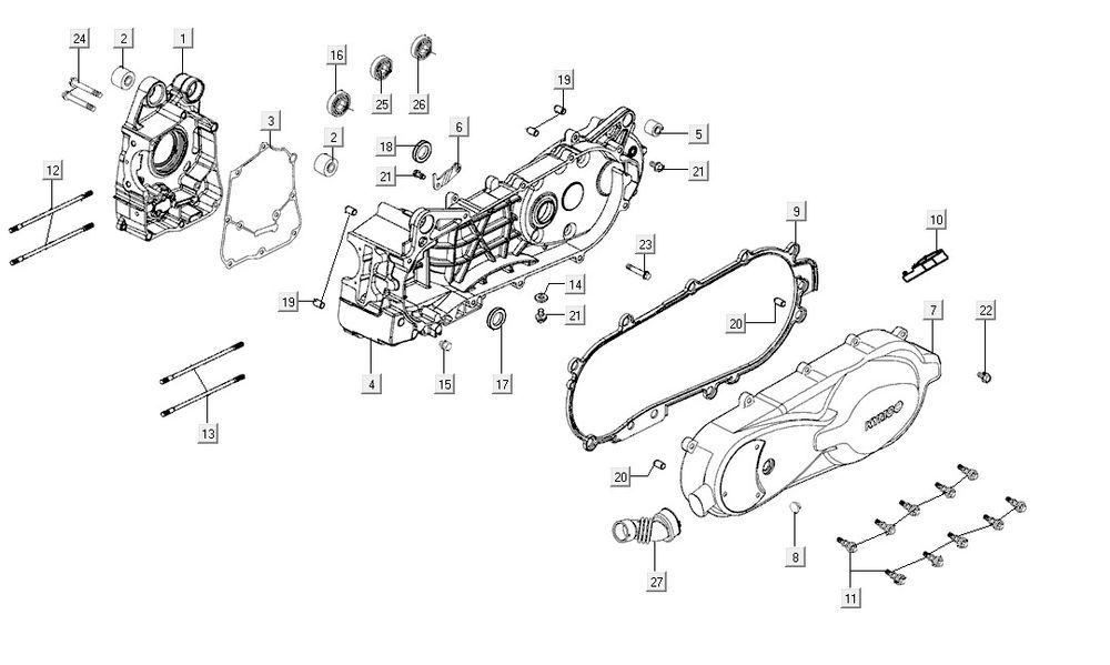 Kurbelgehäusehälften AGILITY 16+ 4T 200i Matt Metallic Hellblau