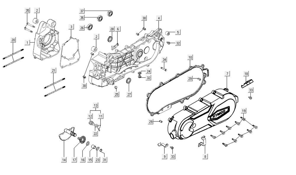 Kurbelgehäusehälften AGILITY CITY 16 4T 125
