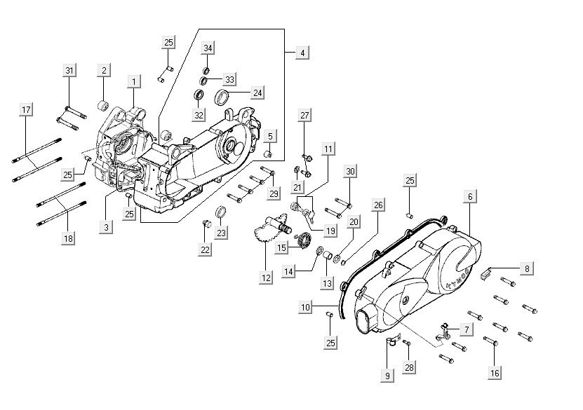 Kurbelgehäusehälften Kymco Agility 12 4-Takt 125 blau