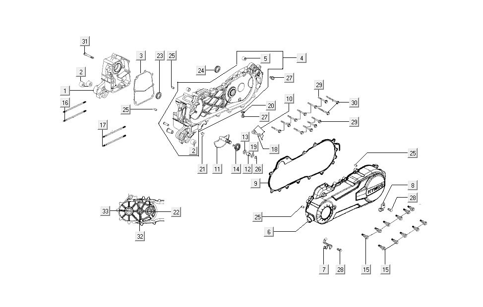 Kurbelgehäusehälften Kymco Super 8 4-Takt (2007-2009) orange