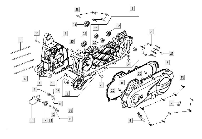 Kurbelgehäusedeckel Kymco Agility 12' 4-Takt sportliches Blau