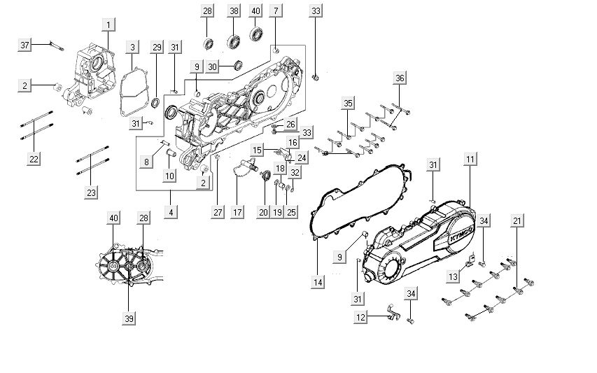 Kurbelgehäusedeckel Kymco City 16' 4-Takt schwarz
