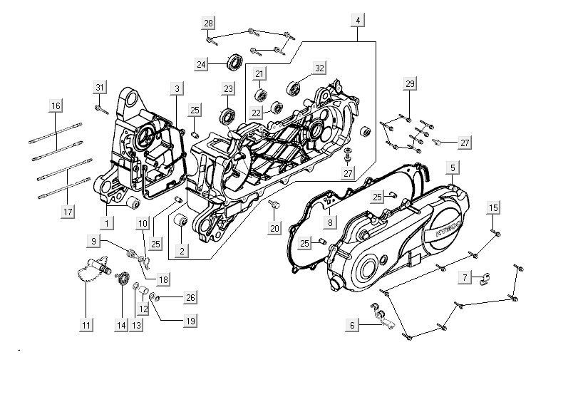 Kurbelgehäusedeckel Kymco VP50 4t ac schwarz