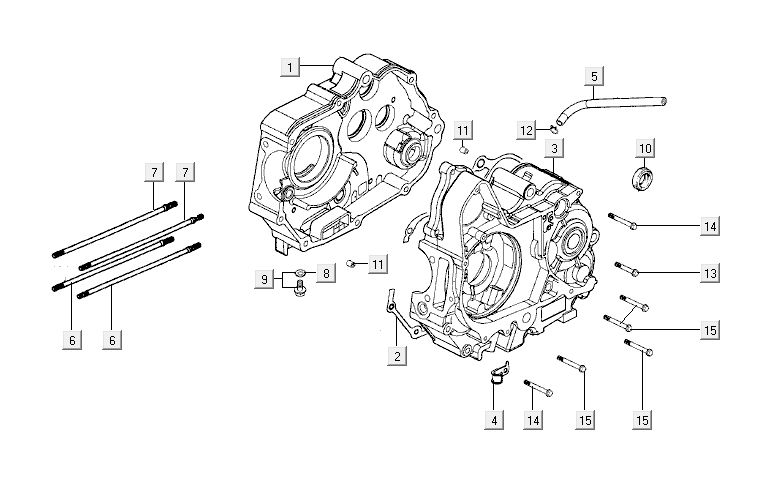 Kurbelgehäuse Kymco Activ 4-Takt rot-schwarz