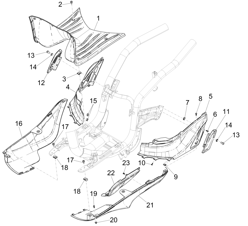 Zentraldeckel - Piaggio Liberty 50 4-Takt-Fußstütze