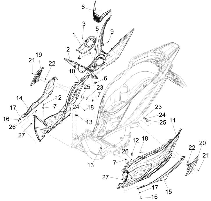 Zentralverkleidung - Piaggio Medley 150 4T IE ABS E4 2016-2020 Fußstütze (EMEA)