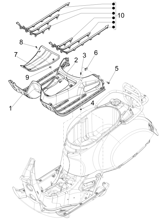 Zentraldeckel - Vespa GTS 125 4T E4 ABS 2019 Fußstütze (EMEA)